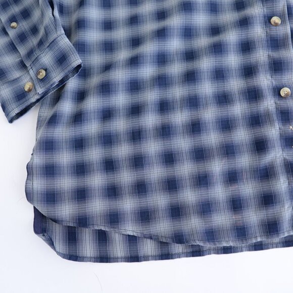 The North Face Grey Blue Flannel Button Up Breathable Hiking Shirt Size XL - Picture 9 of 14